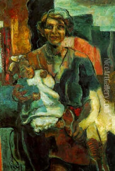 Maternite Oil Painting - Vladimir Davidovich Baranoff-Rossine