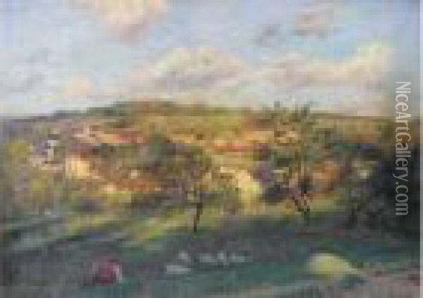 Paysage A Cergy Oil Painting - Leon Giran-Max