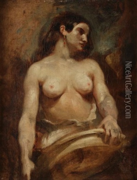 Jeune Femme Tenant Un Plateau Oil Painting - Eugene Delacroix