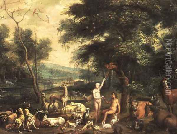 The Temptation in the Garden of Eden Oil Painting - Gillis II Congnet