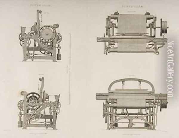 Four Views of the Power Loom 1830 Oil Painting - Joseph Wilson Lowry