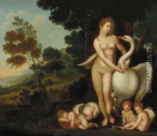 Leda And The Swan Oil Painting - Johann Rottenhammer