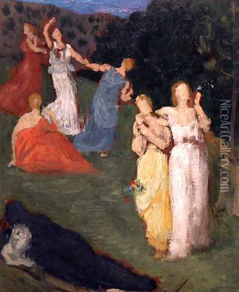 Death and the Maidens (study) Oil Painting - Pierre-Cecile Puvis De Chavannes
