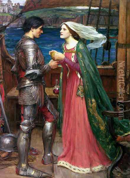 Tristan and Isolde with the Potion 1916 Oil Painting - John William Waterhouse