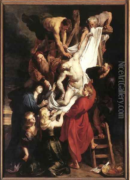Descent from the Cross (centre panel) 1612-14 Oil Painting - Peter Paul Rubens