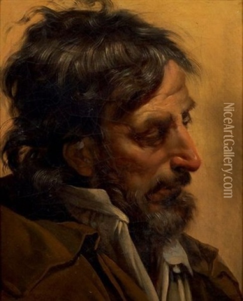 Tete D'homme Barbu Oil Painting - Jean-Jacques-Francois Monanteuil