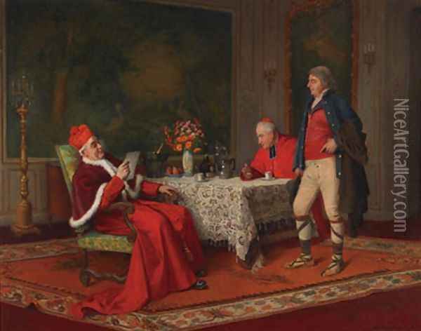 The cardinal's letter Oil Painting - Jules Benoit-Levy