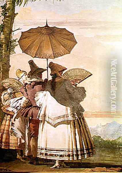 The Summer Promenade, c.1757 Oil Painting - Giovanni Domenico Tiepolo