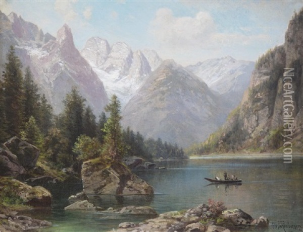Durrensee Mit Monte Cristallo, Dolomiten Oil Painting - Alfred K.J.O. von Schoenberger