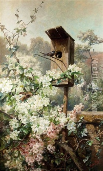 Fruhling Am Vogelhauschen Oil Painting - Sophie Ley