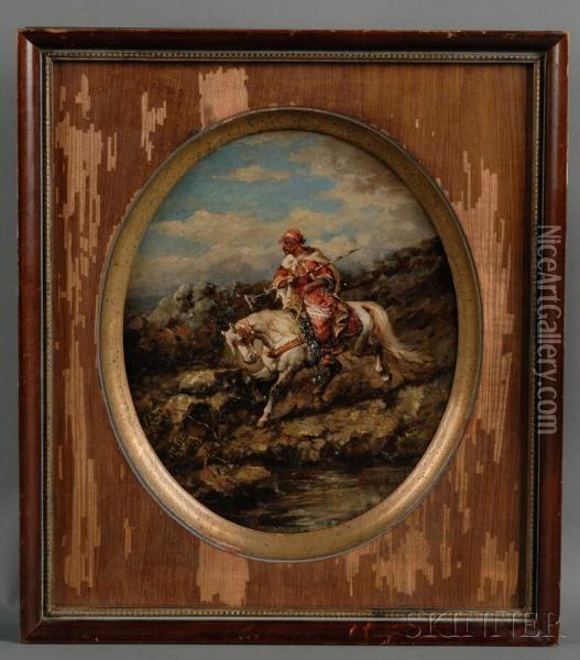 Arab Scout On Horseback Oil Painting - Adolf Schreyer