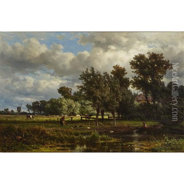 Summer Day Nr. Delft, Holland Oil Painting - Jan Willem Van Borselen