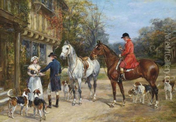 A Toast Before The Hunt Oil Painting - Heywood Hardy