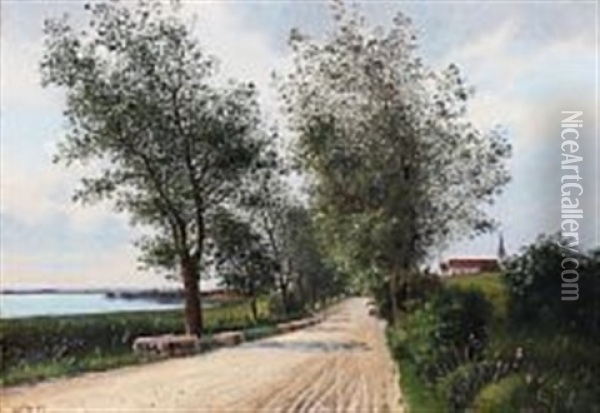 A Road Oil Painting - Oscar Herschend