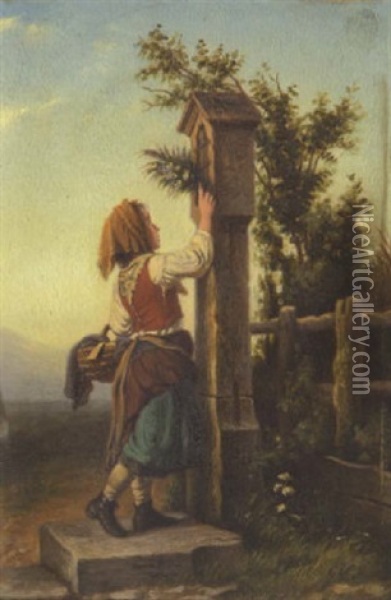 Auf Dem Heimweg Oil Painting - Johann Georg Meyer von Bremen