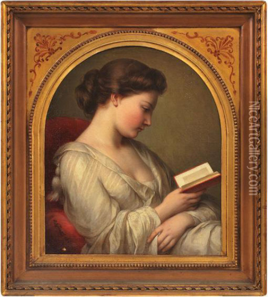 Reading Oil Painting - Charlemagne Oscar Guet