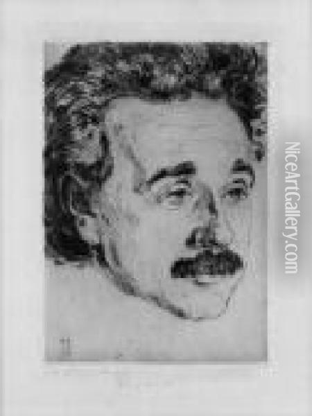 Von Albert Einstein Signiert Oil Painting - Hermann Struck