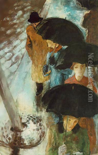 Umbrellas 1939 Oil Painting - Istvan Desi-Huber