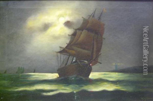 Moonlight Sail Oil Painting - Wesley Webber