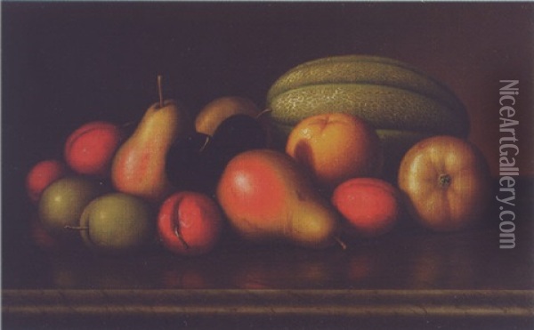 Tabletop With Fruit Oil Painting - Levi Wells Prentice