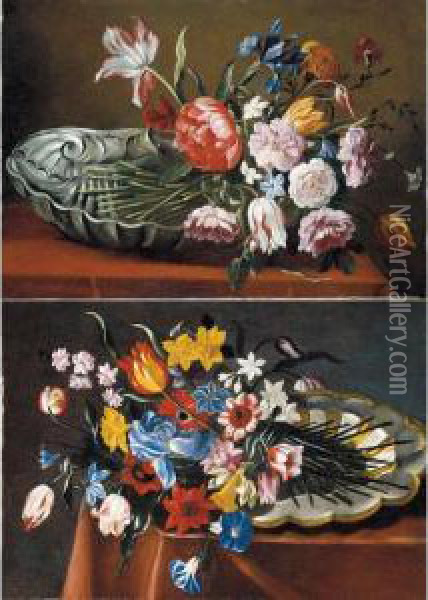 Bouquet Di Fiori Su Vassoi Oil Painting - Niccolo Stanchi