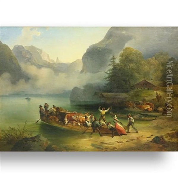 Crossing The Colorado River Oil Painting - George Caleb Bingham
