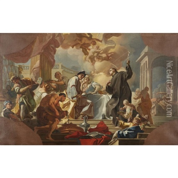 Scene From The Life Of Saint Benedict Oil Painting - Giacinto Diana