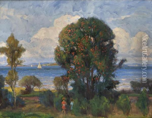 Rowanberry Tree Oil Painting - Thorolf Holmboe