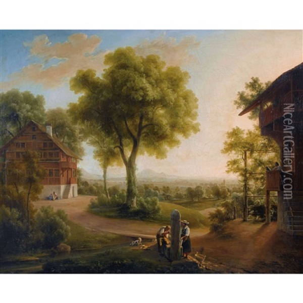 Landschaft Bei Zug Oil Painting - Hans Salomon Ziegler
