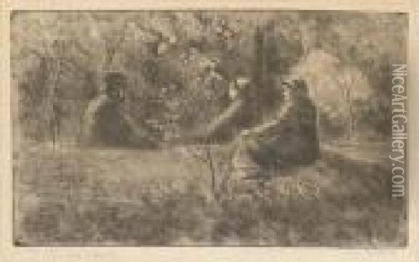 Repos Du Dimanche Dans Le Bois (delteil 99 Iii) Oil Painting - Camille Pissarro