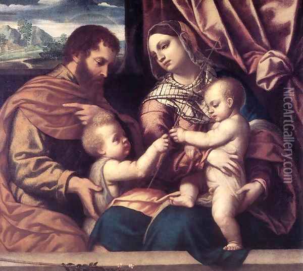 Holy Family 2 Oil Painting - Moretto Da Brescia