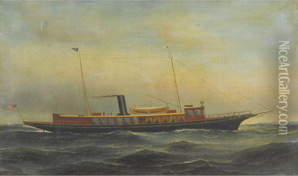 The Yacht 'aztec' Oil Painting - Antonio Nicolo Gasparo Jacobsen