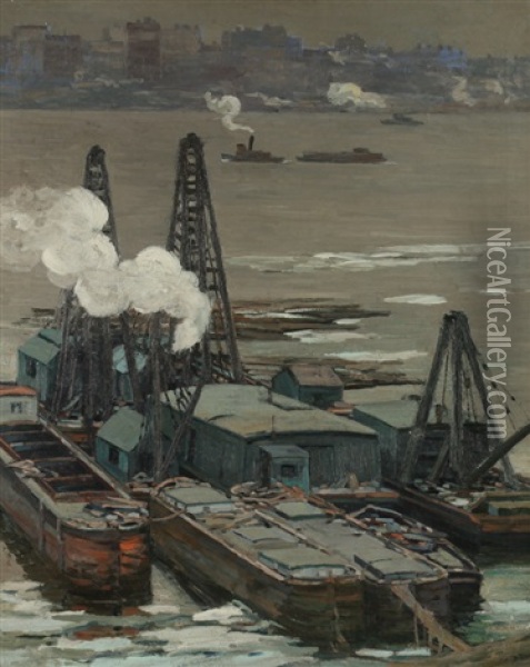Portland Harbor Oil Painting - Alexander Bower