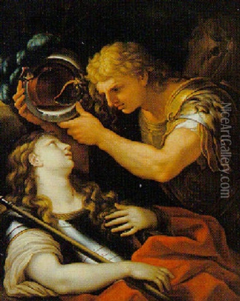 Bildausschnitt Der Sterbenden Johanna Von Orleans Oil Painting - Johann Michael Hess