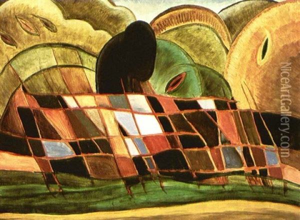 Brick Barge With Landscape Oil Painting - Arthur Dove