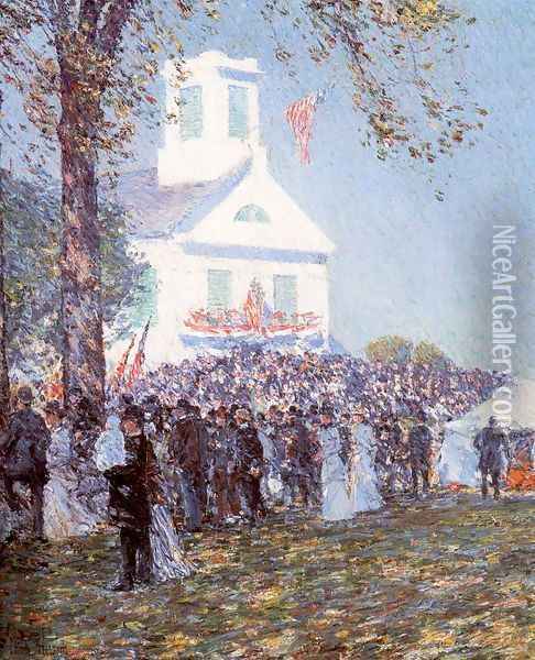 County Fair, New England 1890 Oil Painting - Childe Hassam