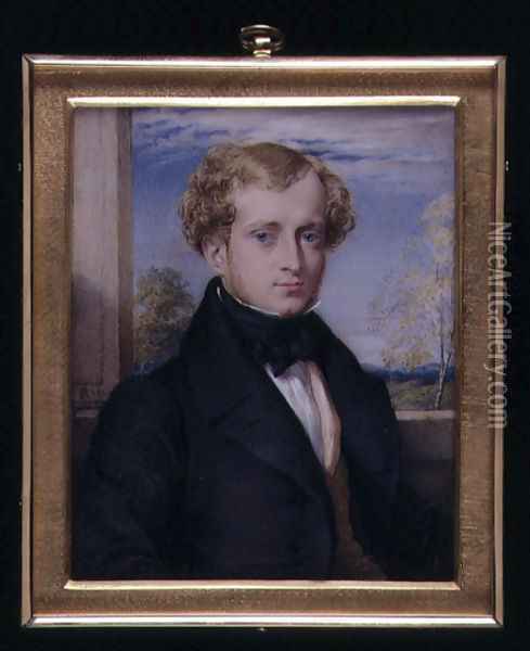 Portrait miniature of an unknown man, possibly a Mr Ashby, 1830 Oil Painting - George Richmond