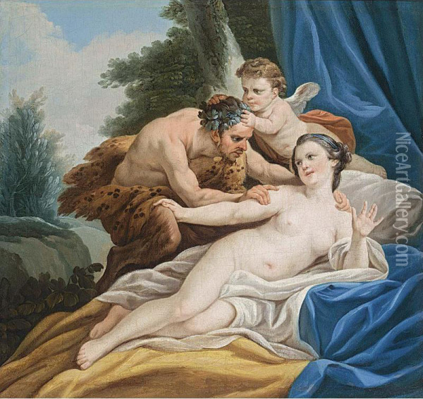 Coypel, Venus And A Satyr With Cupid Oil Painting - Alphonse Antoine Aillaud