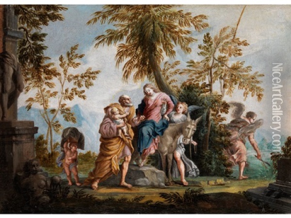 Die Heilige Familie Auf Der Flucht Nach Agypten Oil Painting - Giovanni Battista Cimaroli