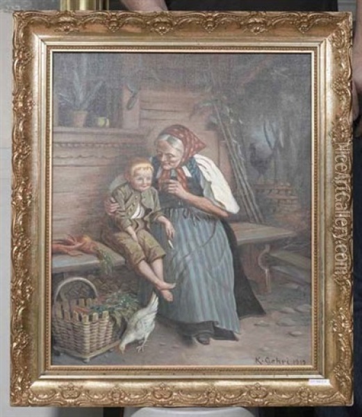 Grossmutter Mit Enkel Oil Painting - Karl Gehri