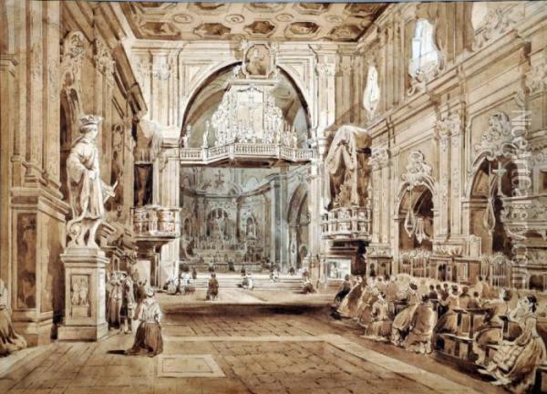Chiesa Del Carmine Oil Painting - Achille Vianelli