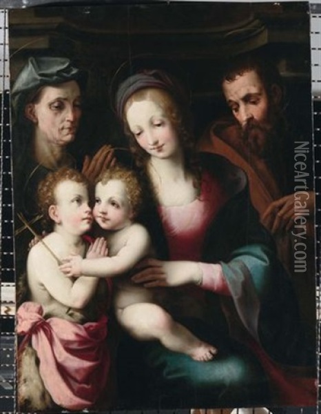 Sacra Famiglia Con Santa Elisabetta E San Giovannino Oil Painting - Francesco del Brina