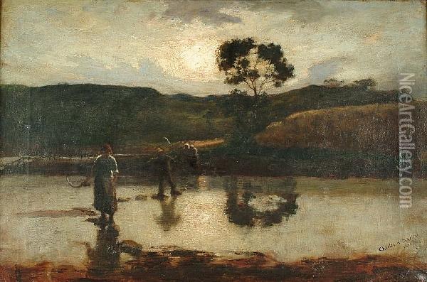 Crossing The Brook Oil Painting - Charles Hodge Mackie