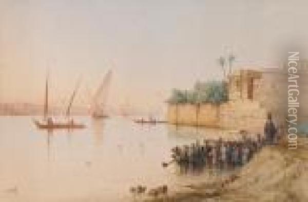 View On The Nile Oil Painting - Spyridon Scarvelli