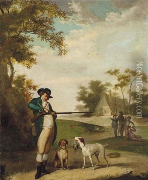 A Day's Hunting Oil Painting - Julius Caesar Ibbetson