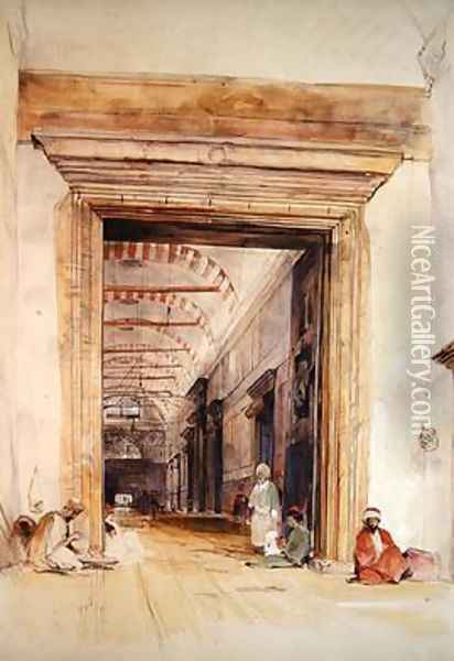 The Great Doorway of the Mosque of Santa Sophia Constantinople Oil Painting - John Frederick Lewis