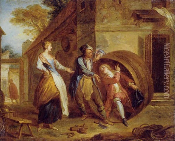 Le Cuvier, D'apres Un Conte De La Fontaine Oil Painting - Francois Lemoyne