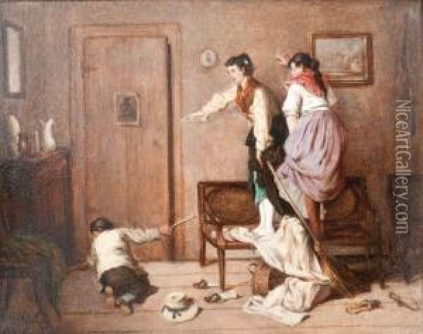  La Chasse A La Souris  Oil Painting - Hermann Volz
