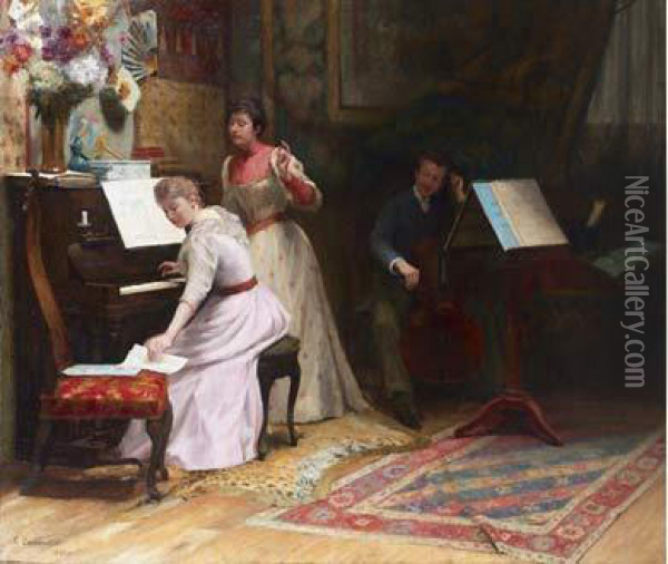La Lecon De Musique Oil Painting - Emile Eugene Fauconnier