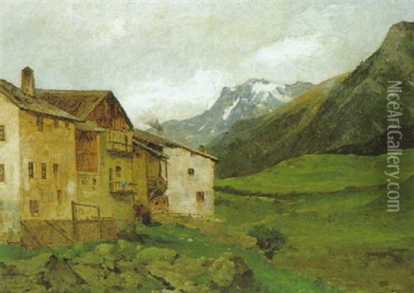 Landschaft Im Engadin Oil Painting - Adolf Kaufmann